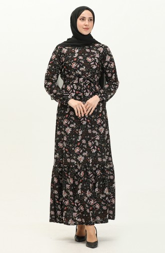 Ruffled Belt Dress 1785-01 Black 1785-01