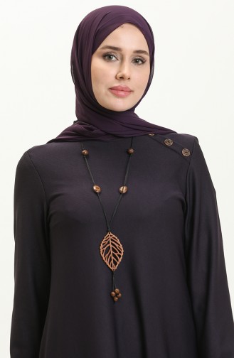 Robe avec Collier et Boutons 4141-01 Pourpre 4141-01