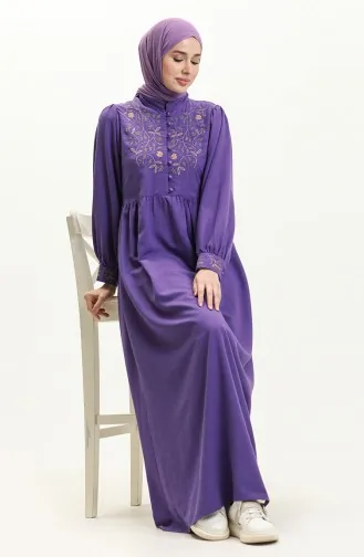 Embroidered Linen Dress 24Y8952-01 Purple 24Y8952-01
