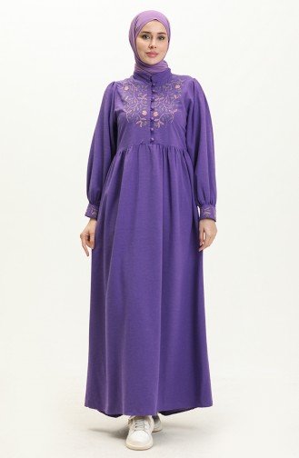 Embroidered Linen Dress 24Y8952-01 Purple 24Y8952-01