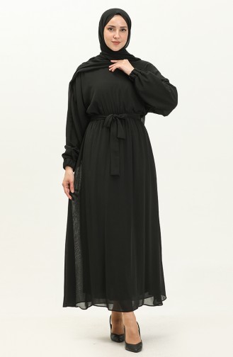 Fledermausärmel Chiffonkleid 24Y8962-01 Schwarz 24Y8962-01