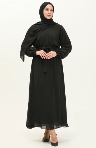 Fledermausärmel Chiffonkleid 24Y8962-01 Schwarz 24Y8962-01