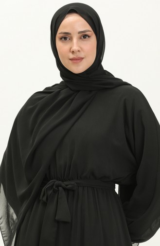 Fledermausärmel Chiffonkleid 24Y8962-01 Schwarz 24Y8962-01