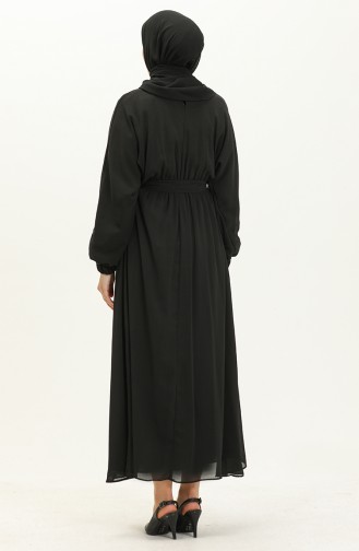 Fledermausärmel Chiffonkleid 24Y8962-01 Schwarz 24Y8962-01