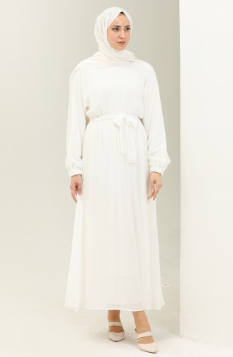 Fledermausärmel Chiffonkleid 24Y8962-02 Weiß 24Y8962-02