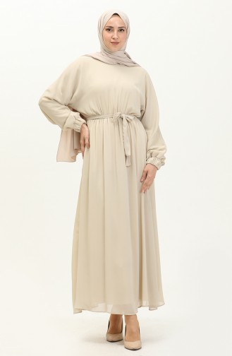 Bat Sleeve Chiffon Dress 24Y8962-05 Beige 24Y8962-05