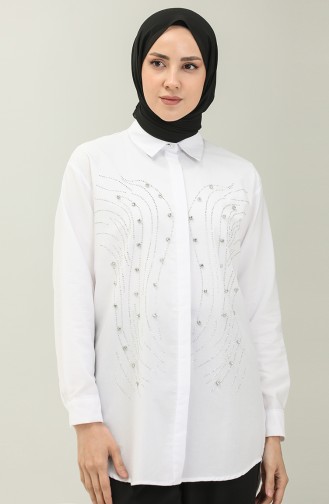 Stone Printed Shirt Tunic 1907-02 white 1907-02