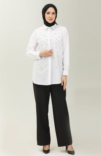 Stone Printed Shirt Tunic 1907-02 white 1907-02