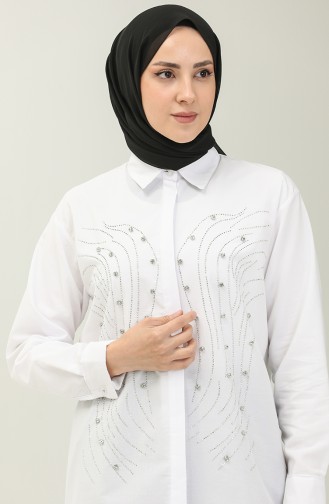 Stone Printed Shirt Tunic 1907-02 white 1907-02
