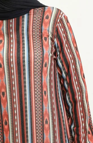 Elastic Sleeve Printed Tunic 8595-01 Brown 8595-01