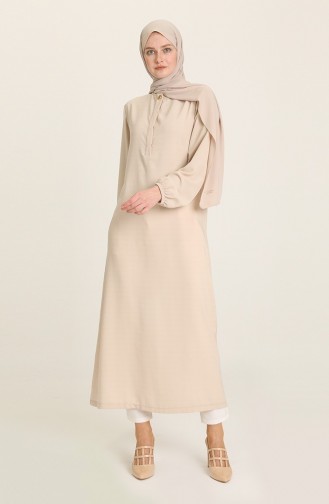 Beige Hijab Kleider 3022
