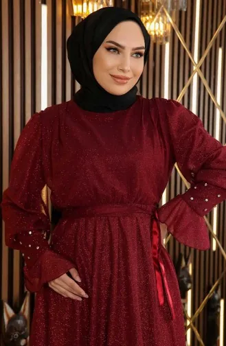 Weinrot Hijab-Abendkleider 14505
