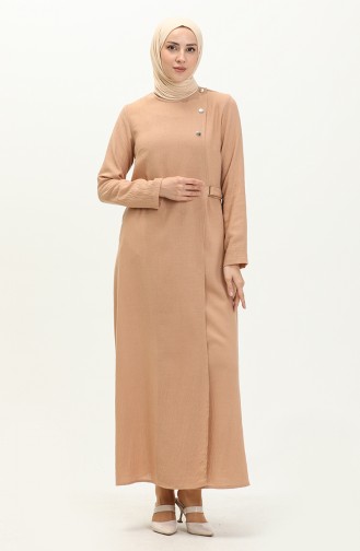 Vivezza Bağlamalı Keten Örgü Ferace 6977-02 Camel