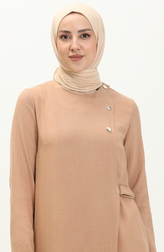Vivezza Bağlamalı Keten Örgü Ferace 6977-02 Camel