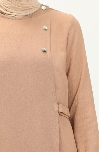 Vivezza Bağlamalı Keten Örgü Ferace 6977-02 Camel