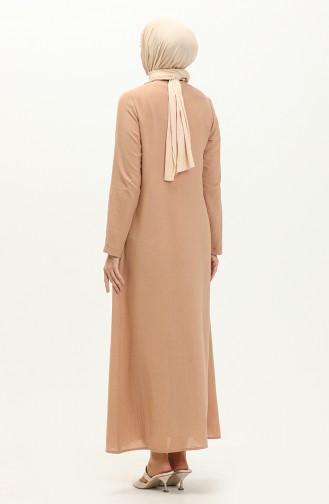 Vivezza Bağlamalı Keten Örgü Ferace 6977-02 Camel