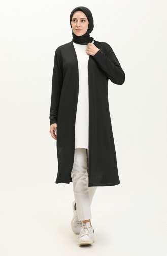 Plain Long Cardigan 8589A-01 Black 8589A-01