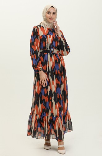 Brick Red Hijab Dress 14336
