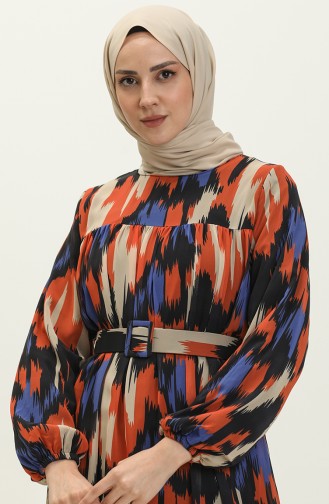 Brick Red Hijab Dress 14336