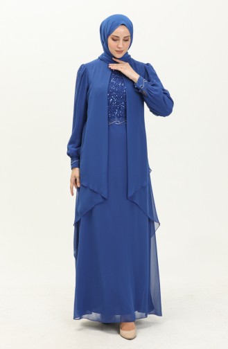 Payet Detaylı Abiye Elbise 52765-08 Saks