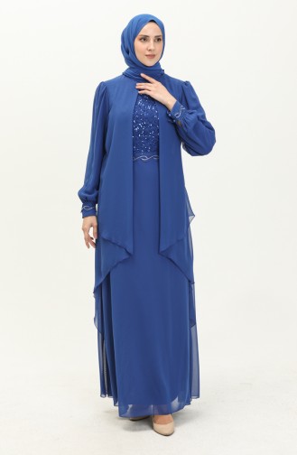 Payet Detaylı Abiye Elbise 52765-08 Saks