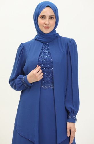 Payet Detaylı Abiye Elbise 52765-08 Saks