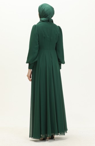 Robe de Soirée Détaillée Brodée 52868-03 Vert 52868-03