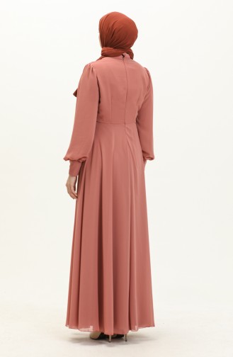 Robe de Soirée Détaillée Brodée 52868-04 Rose Pâle 52868-04