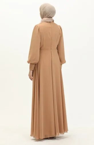 Abendkleid mit Stickerei 52868-05 Milchkaffee 52868-05