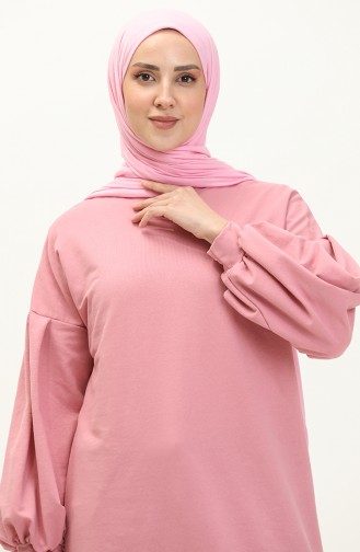 Balon Kol Uzun Tunik 3031-13 Pembe