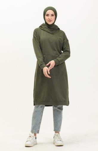 Tunique Sport à Poche Kangourou 3032-12 Vert Khaki 3032-12