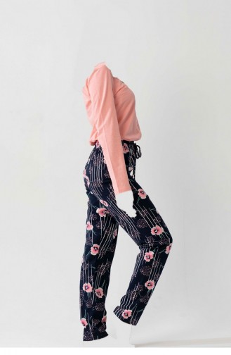 Pamuklu Tamamı Düğmeli Uzun Kol Pijama Takım Pembe