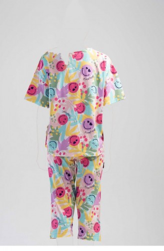 Pamuklu Düşük Omuzlu Kısa Kol Kaprili Pijama Takım Leylak