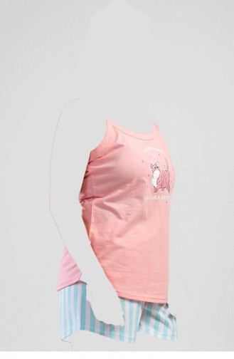 Pamuklu Büyük Beden Ip Askılı Şortlu Pijama Takım Pembe