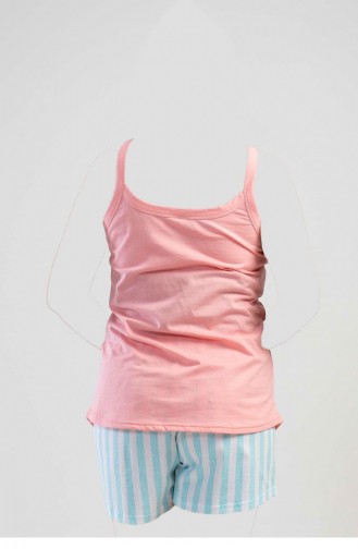 Pamuklu Büyük Beden Ip Askılı Şortlu Pijama Takım Pembe