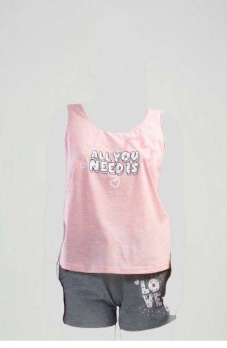 Kalın Askılı Şortlu Pijama Takım Pembe