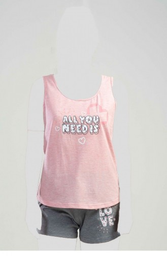 Kalın Askılı Şortlu Pijama Takım Pembe