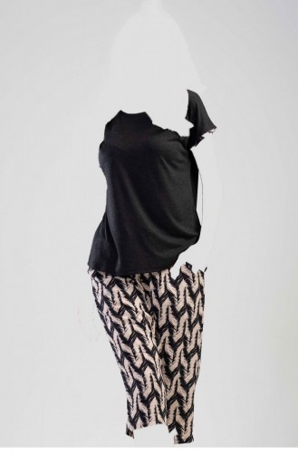 Vıscon Yarasa Kol Kaprili Pijama Takım Siyah