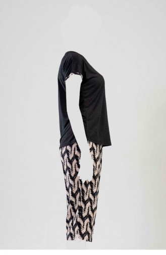 Vıscon Yarasa Kol Kaprili Pijama Takım Siyah