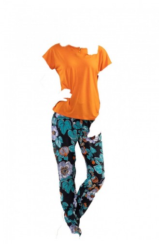 Vıscon Yarasa Kol Pijama Takım Oranj