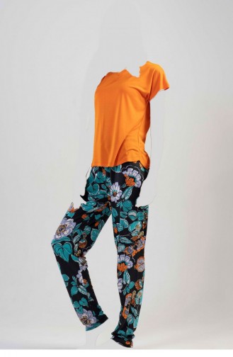 Vıscon Yarasa Kol Pijama Takım Oranj