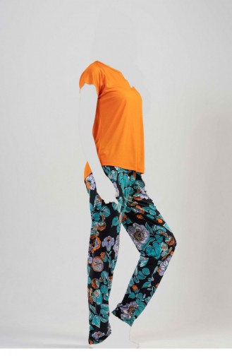 Vıscon Yarasa Kol Pijama Takım Oranj