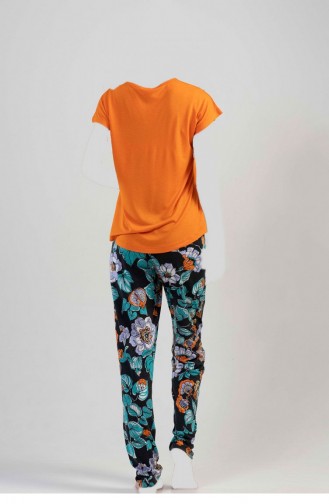 Vıscon Yarasa Kol Pijama Takım Oranj