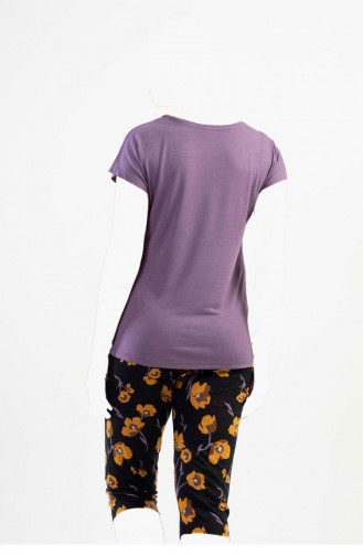 Vıscon Düşük Omuzlu Yarasa Kol Kaprili Pijama Takım Leylak