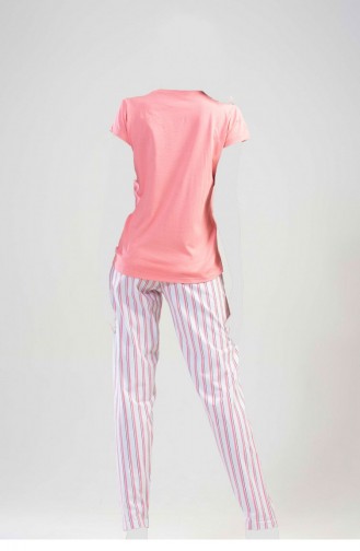 Pamuklu Kısa Kol Pijama Takım Pembe