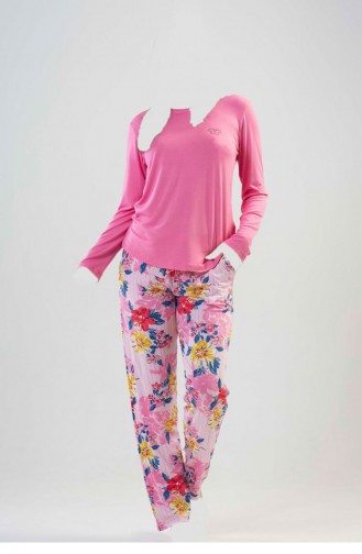 Uzun Kol Pijama Takım Pembe