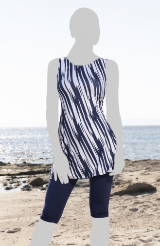 Maillot de Bain Hijab Bleu Marine 23702-01