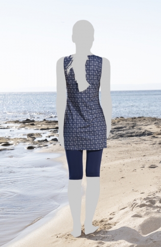 Maillot de Bain Hijab Bleu Marine 23705-01