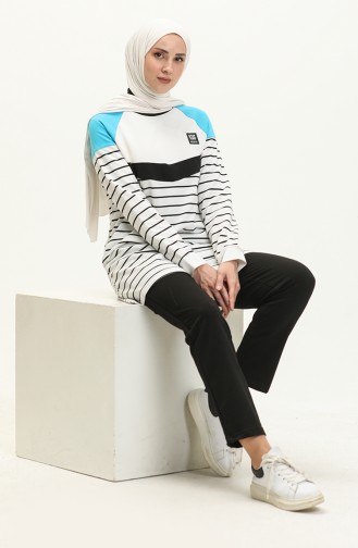 Striped Tracksuit Set 70055-03 white Blue 70055-03