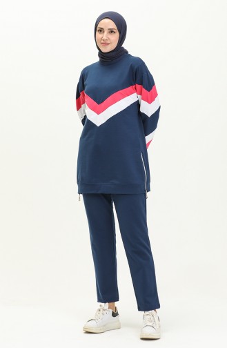 Zipper Detailed Tracksuit Set 71070-03 Indigo 71070-03